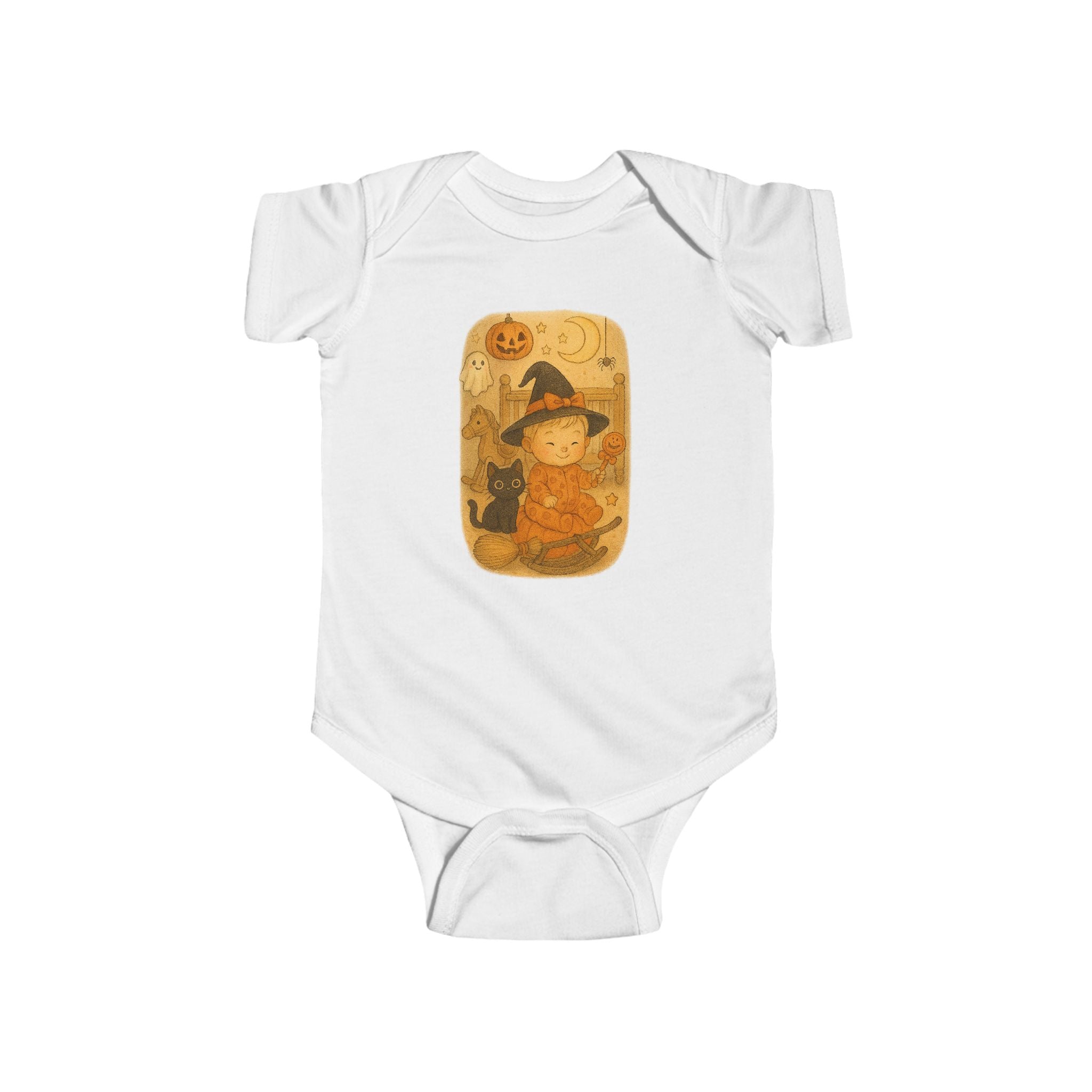 Cute Halloween Infant Bodysuit, Baby Halloween Costume, Witch Baby Outfit, Pumpkin Theme Onesie