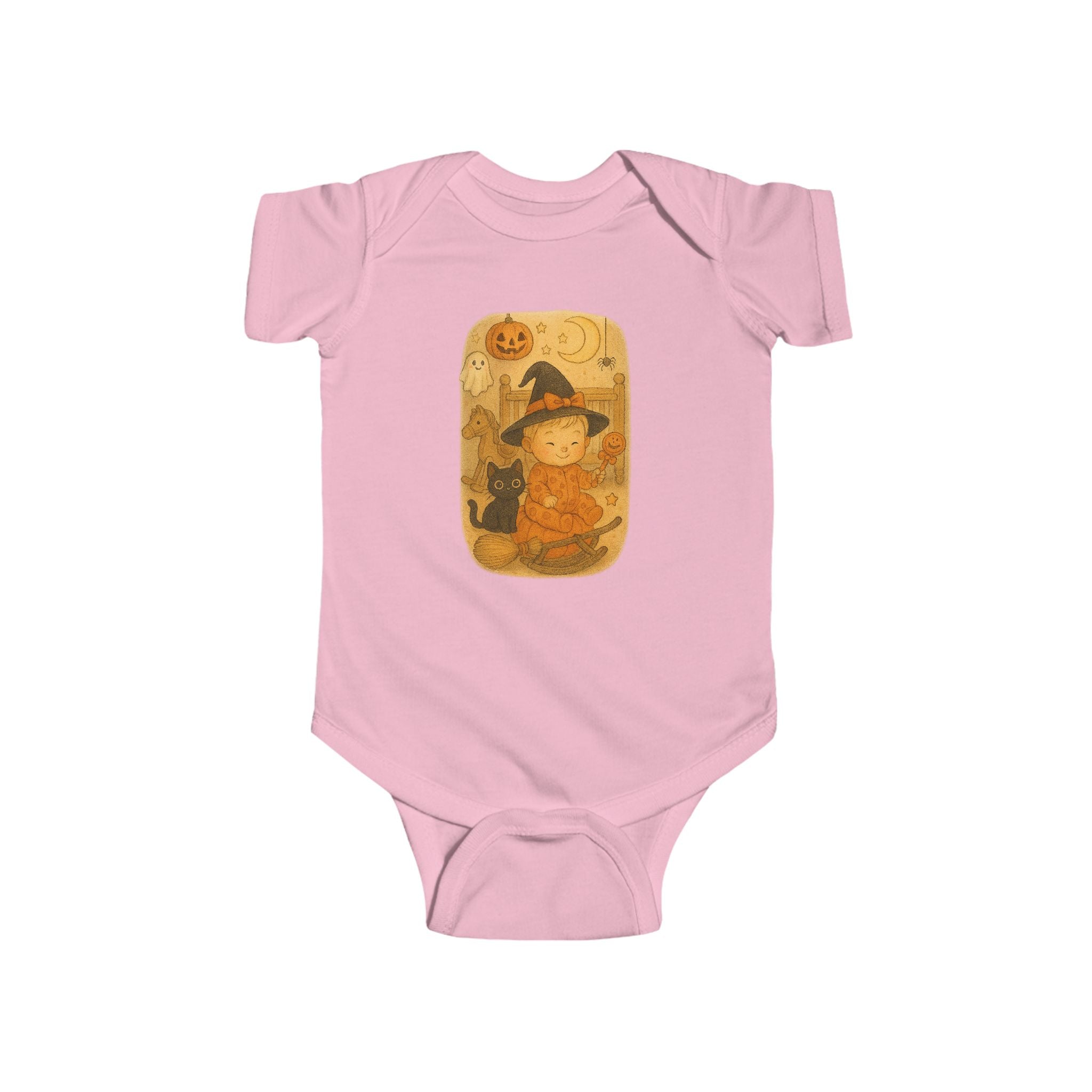 Cute Halloween Infant Bodysuit, Baby Halloween Costume, Witch Baby Outfit, Pumpkin Theme Onesie