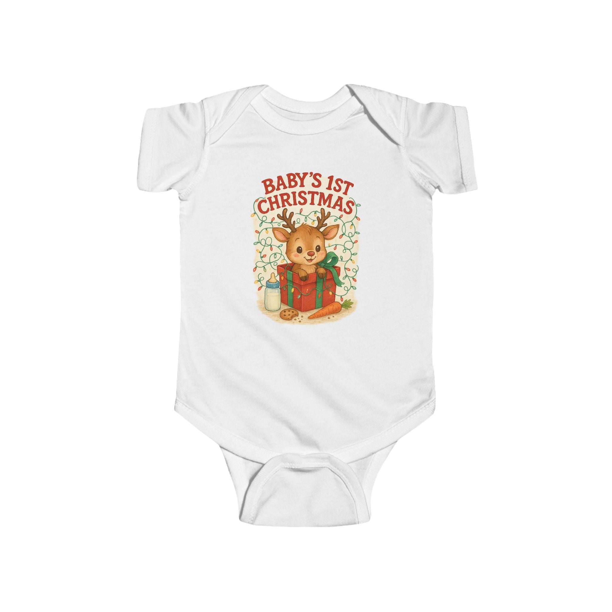 Baby's 1st Christmas Bodysuit - Cute Reindeer Holiday Gift Onesie for Newborns