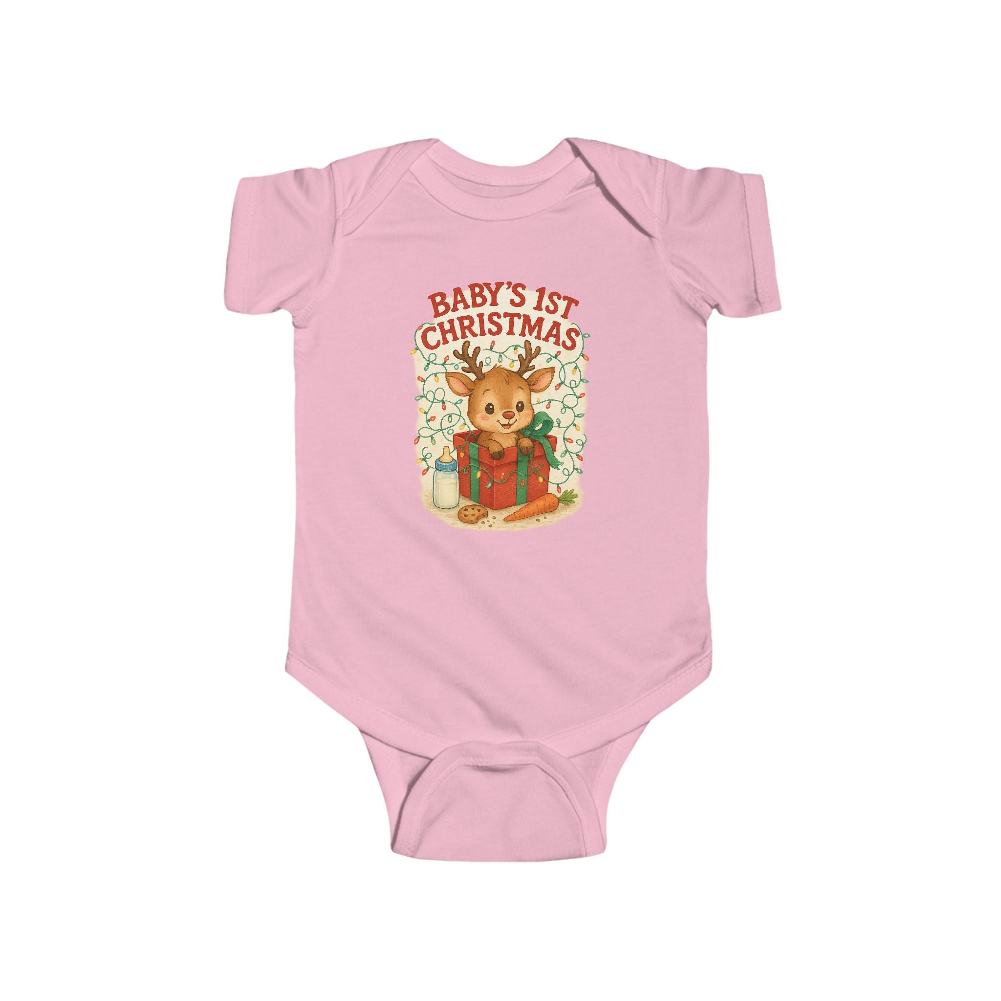 Baby's 1st Christmas Bodysuit - Cute Reindeer Holiday Gift Onesie for Newborns