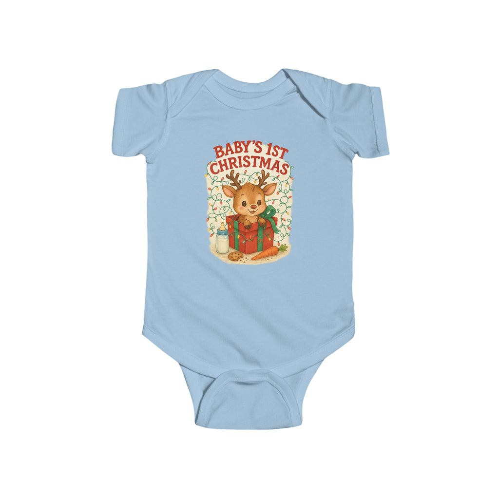 Baby's 1st Christmas Bodysuit - Cute Reindeer Holiday Gift Onesie for Newborns