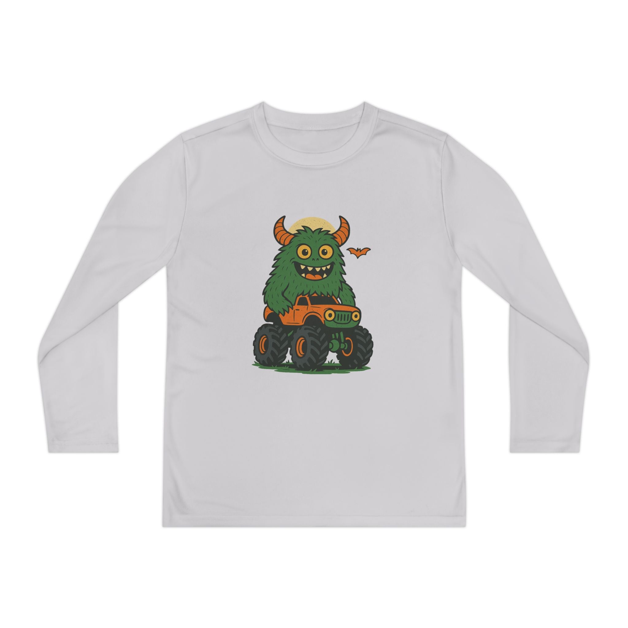 Youth Long Sleeve Monster Truck Tee, Fun Kids Shirt, Perfect for Birthdays, Playtime, and Halloween