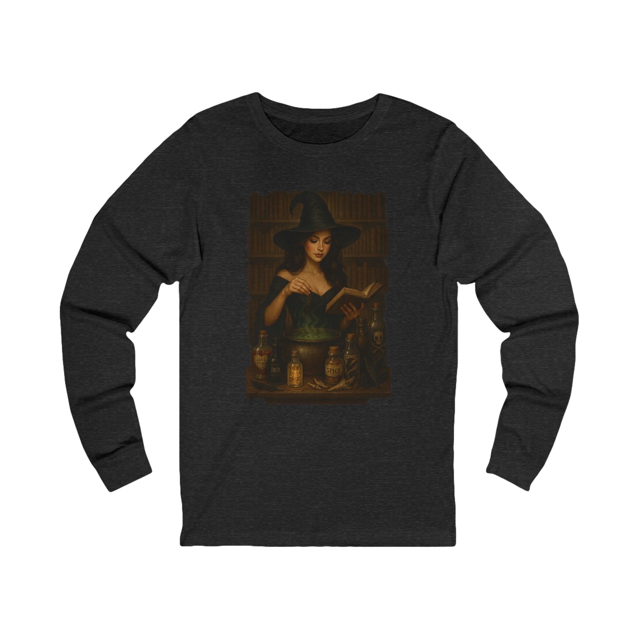 Witchy Reading Long Sleeve Tee, Cozy Gift for Book Lovers, Perfect for Halloween, Dark Romance Book, Gift for Her