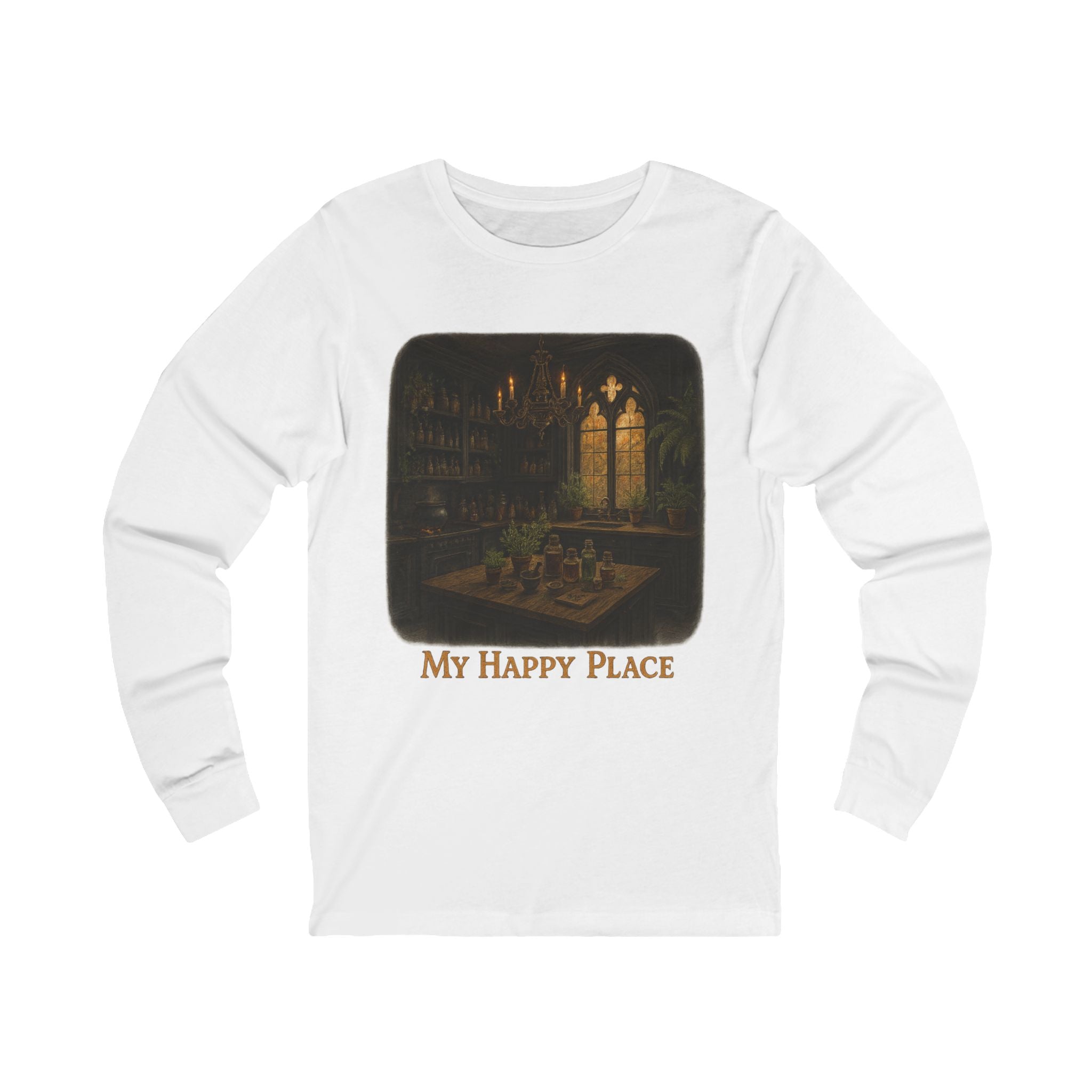 Cozy Unisex Long Sleeve Tee - 'My Happy Place' Shirt, Perfect Gift for Book Lovers, Relaxation Wear, Fall Fashion, Book Lovers
