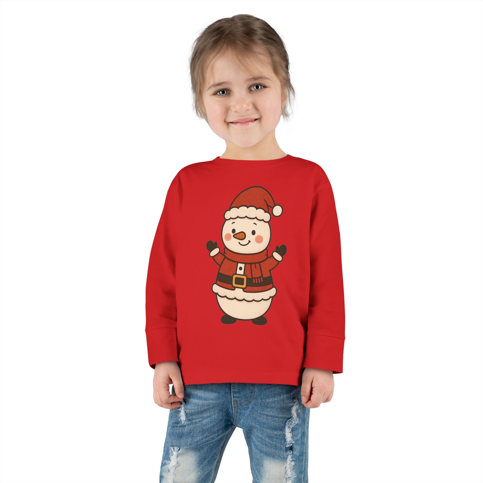 Christmas Toddler Long Sleeve Tee Santa Snowman Holiday Shirt