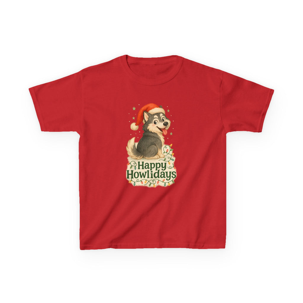 Happy Howlidays Husky Dog Christmas Holiday Kids T Shirt
