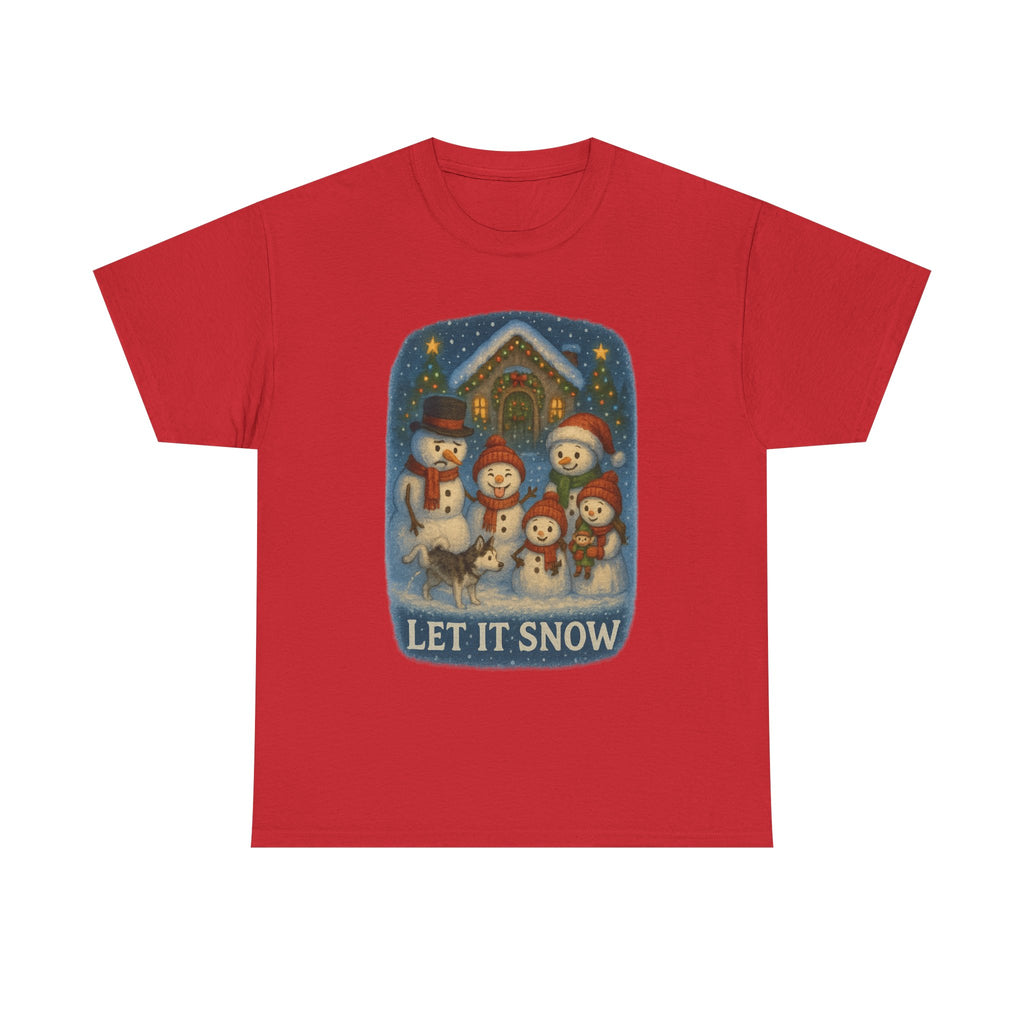Festive Silly Snowman family  "Let It Snow" Holiday Christmas T-Shirt