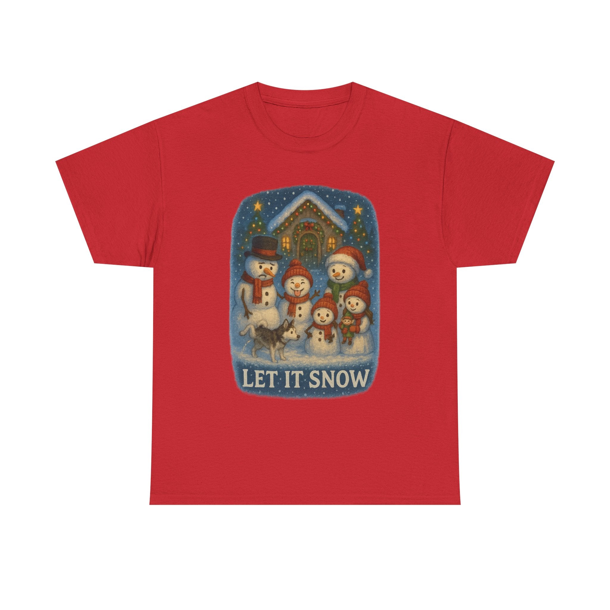 Festive Silly Snowman family  "Let It Snow" Holiday Christmas T-Shirt