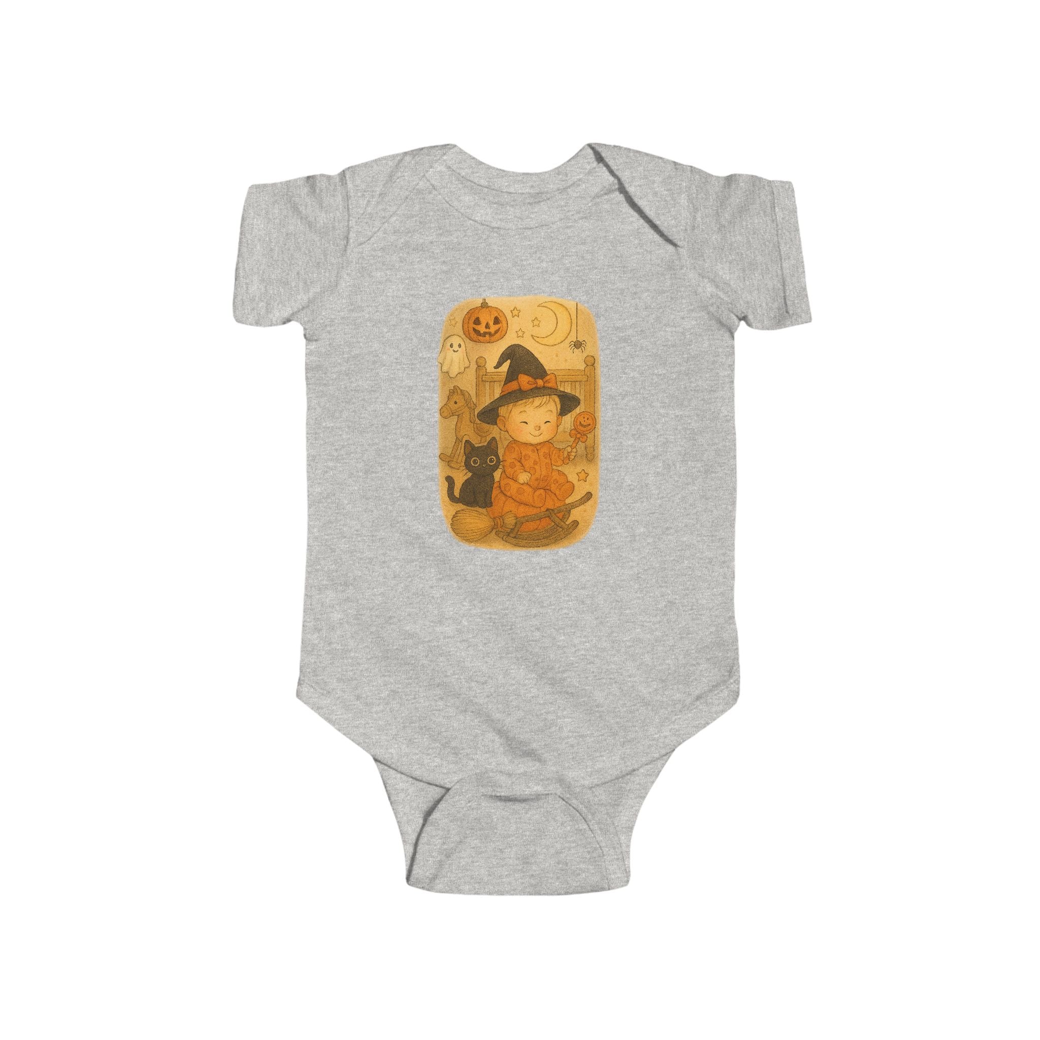 Cute Halloween Infant Bodysuit, Baby Halloween Costume, Witch Baby Outfit, Pumpkin Theme Onesie