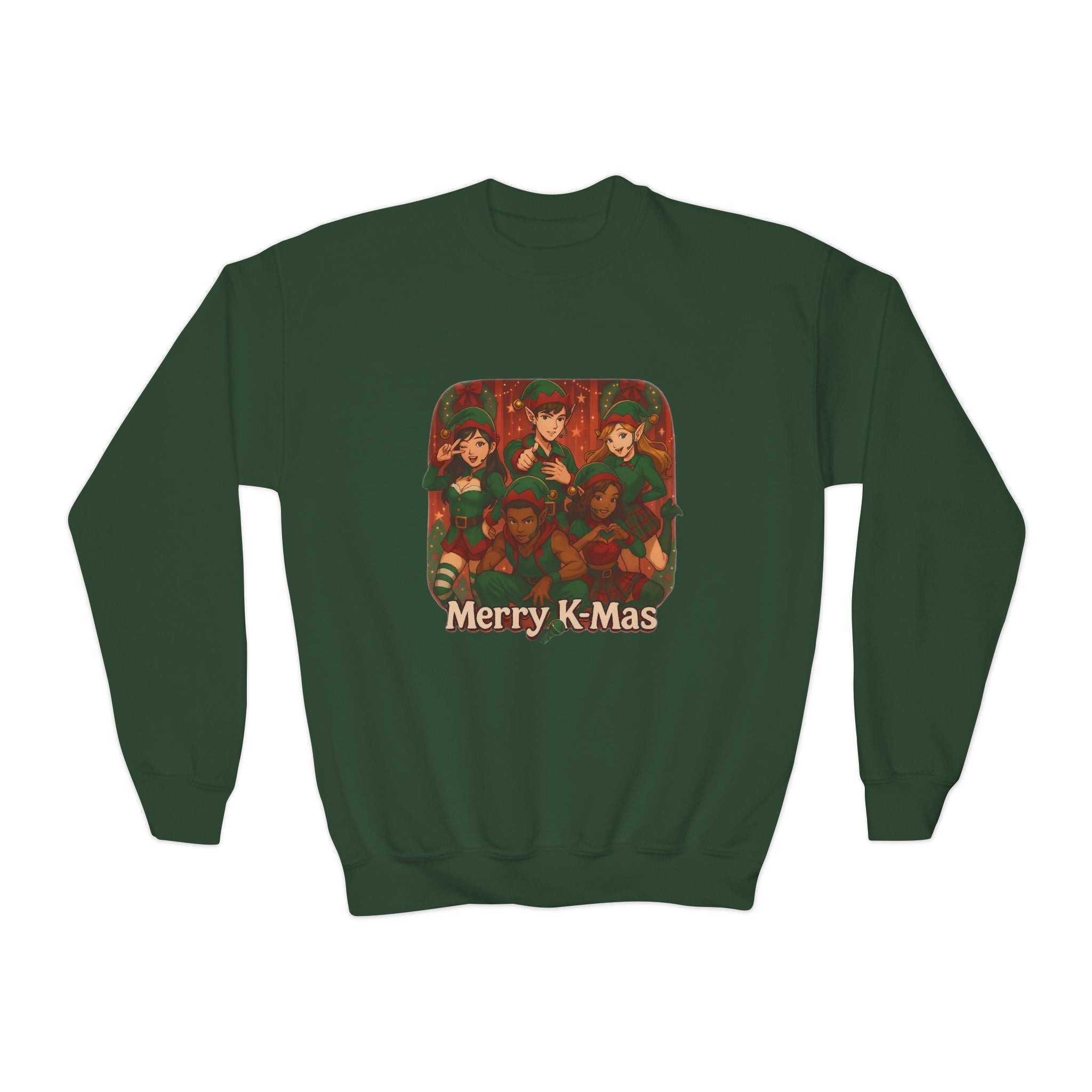 "Merry K-Mas" K-Pop Holiday Anime Cartoon Christmas Kids Sweatshirt