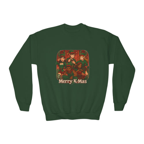 "Merry K-Mas" K-Pop Holiday Anime Cartoon Christmas Kids Sweatshirt