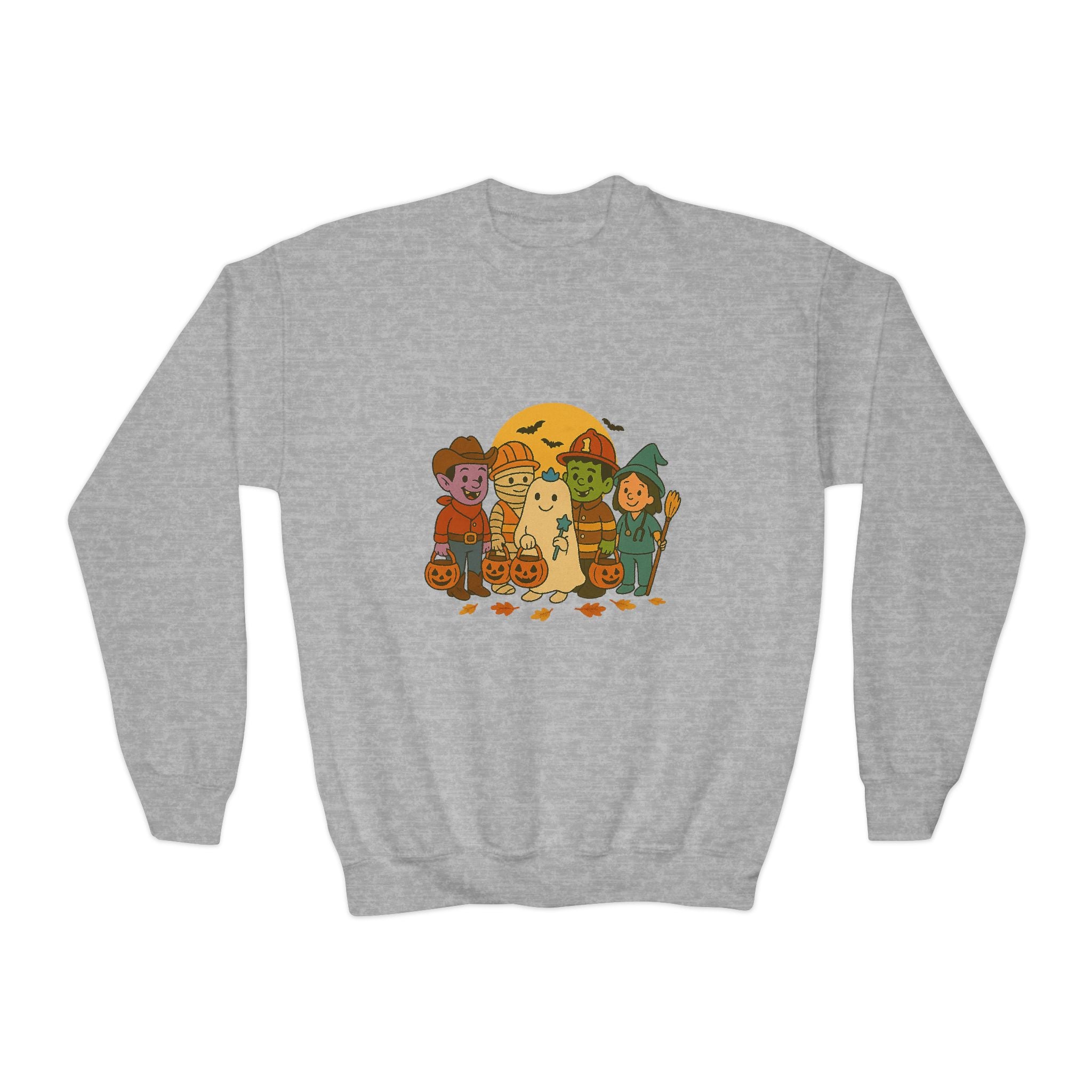 Halloween Kids Crewneck Sweatshirt, Pumpkin Costume Sweatshirt, Autumn Youth Clothing, Fun Holiday Gift