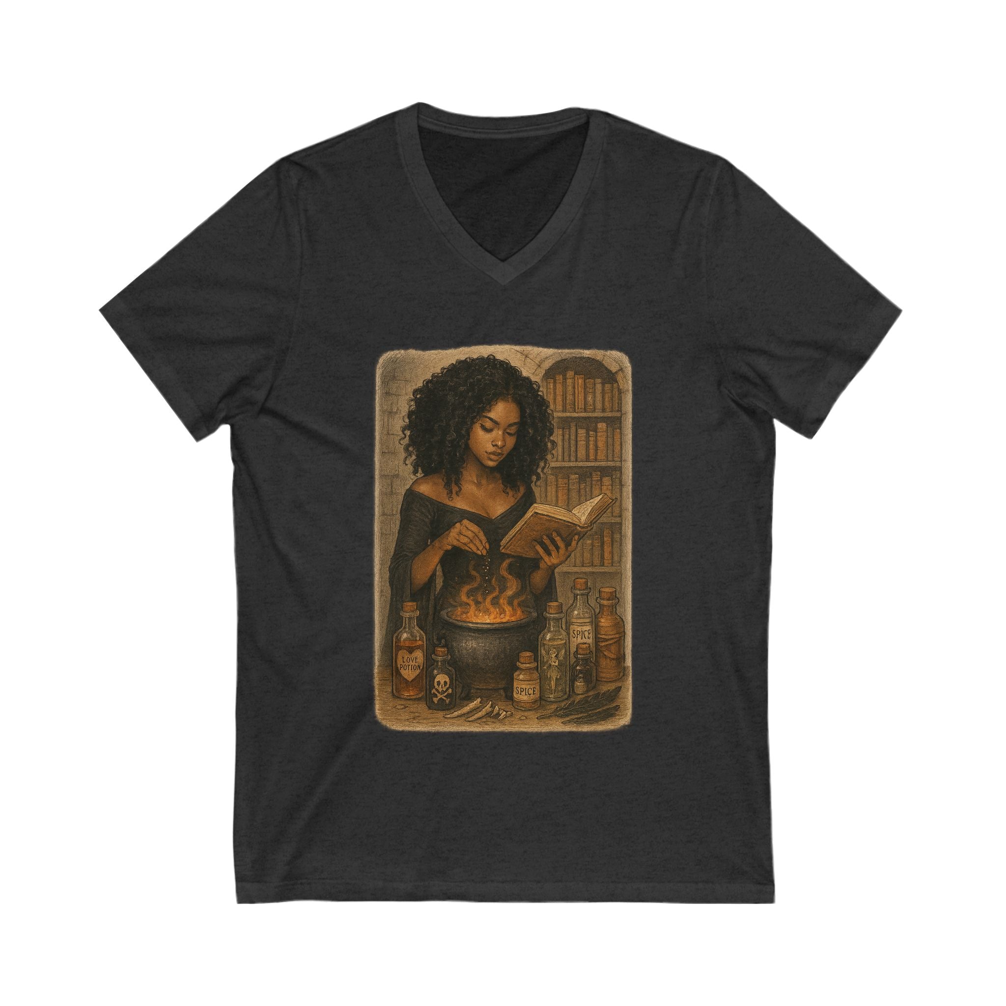 Mystical Reader V-Neck Tee, Witchy Graphic Shirt, Book Lover Gift, Dark Romance Book, Fall Fashion, Halloween Attire