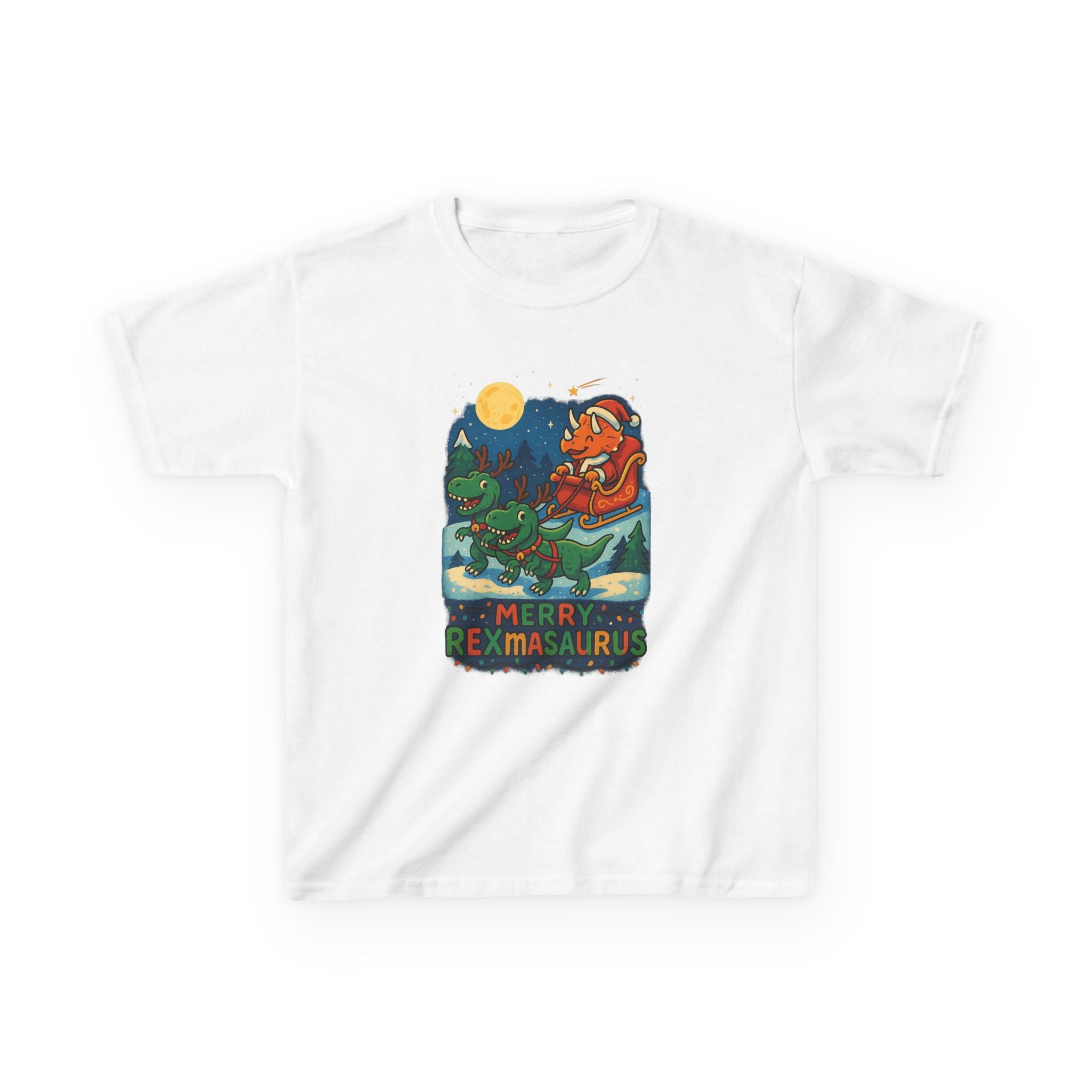 Merry Rexmasaurus Dinosaur Santa Christmas Holiday Kids T-shirt