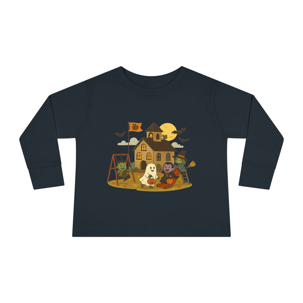Toddler Halloween Long Sleeve Tee - Cute Ghost & Pumpkin Design, Fall Outfit, Kids Halloween Party Shirt, Toddler Gift