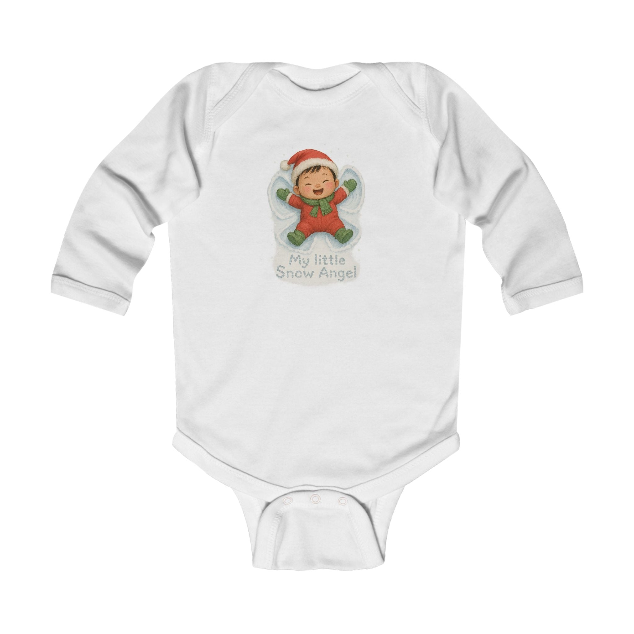 Infant Bodysuit - 'My Little Snow Angel' Christmas Baby Onesie, Holiday Long-Sleeve Snow Angel Outfit