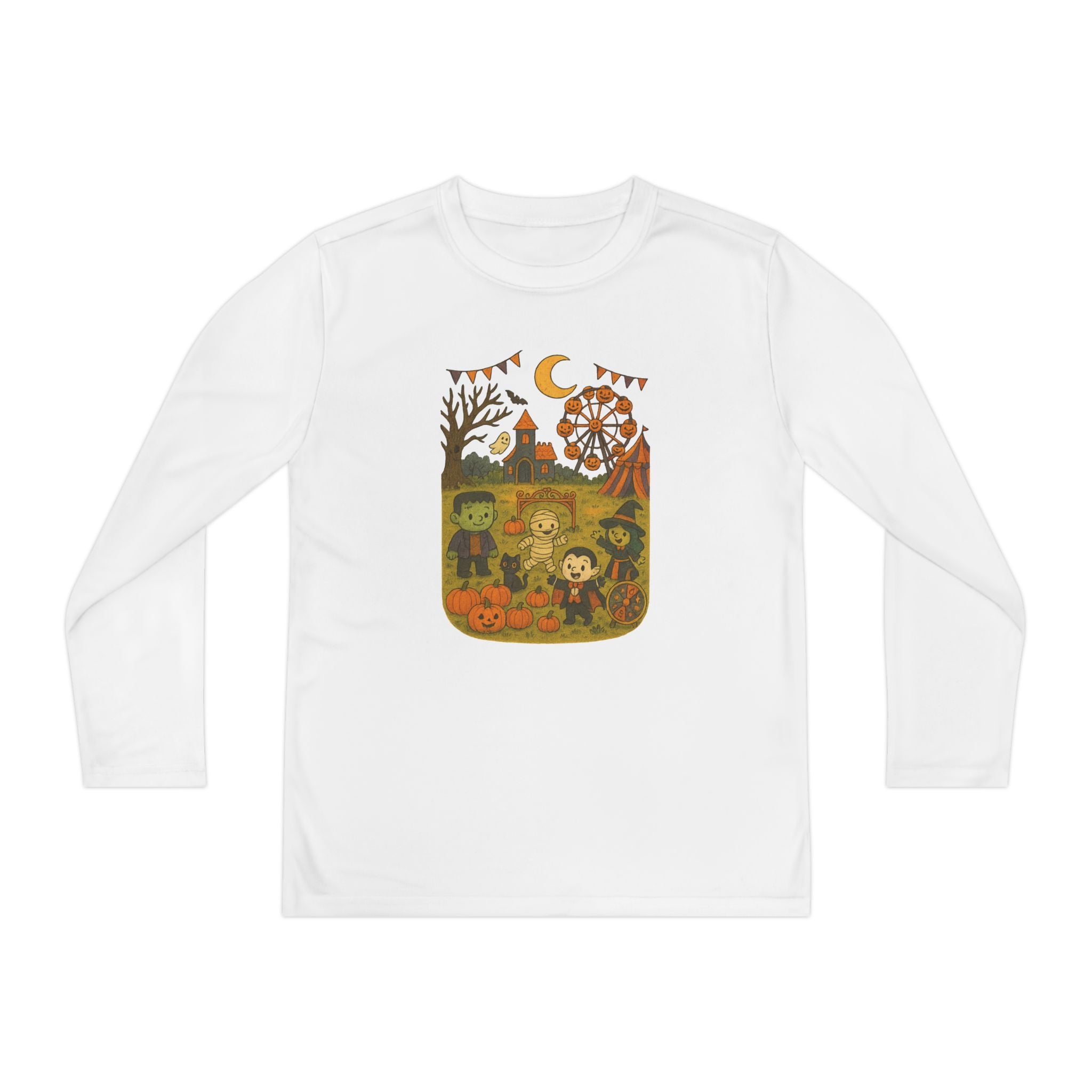Spooky Halloween Youth Long Sleeve Tee, Fall T-Shirt, Trick-or-Treat Shirt, Kids Costume Top, Halloween Party Wear