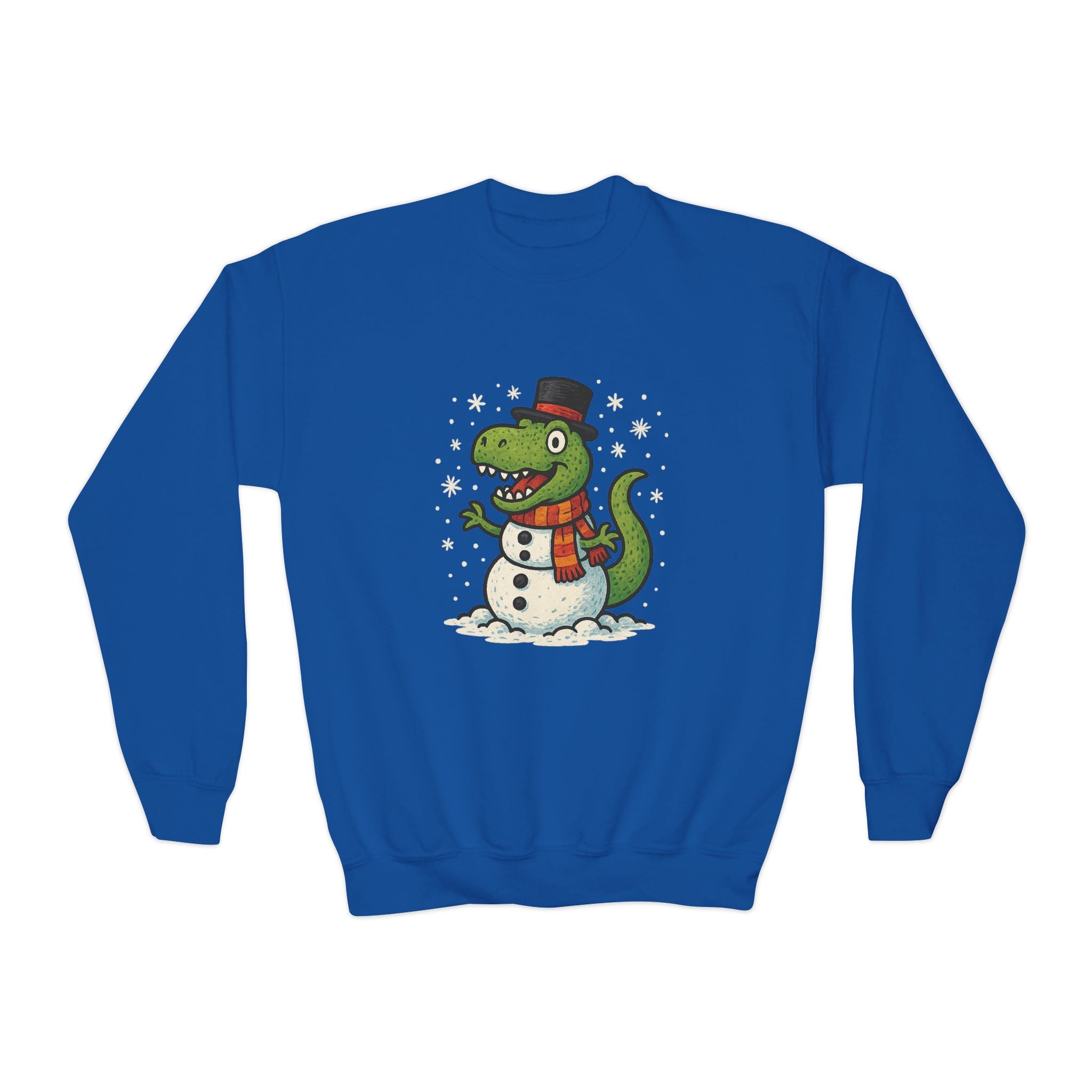 Cute T-Rex Snowman Christmas Holiday Kids Sweatshirt