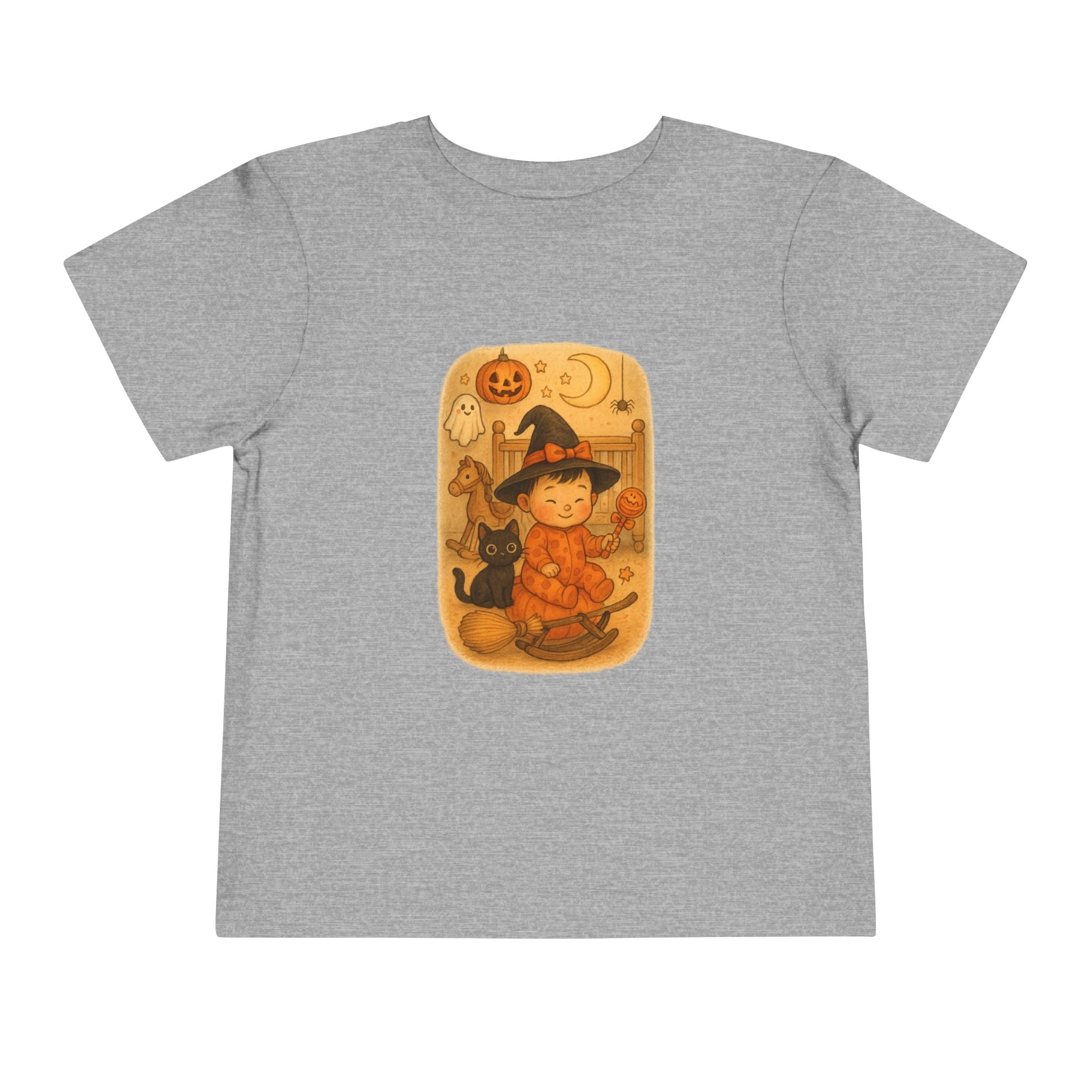 Whimsical Halloween Toddler Tee, Cute Witch Design, Toddler Halloween Costume, Spooky Fun Tee