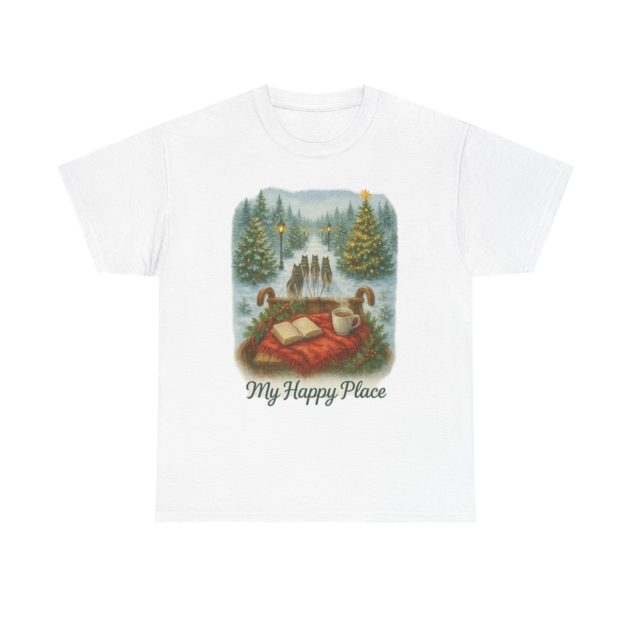 Christmas Tree Farm - 'My Happy Place' Sled Dog T-Shirt