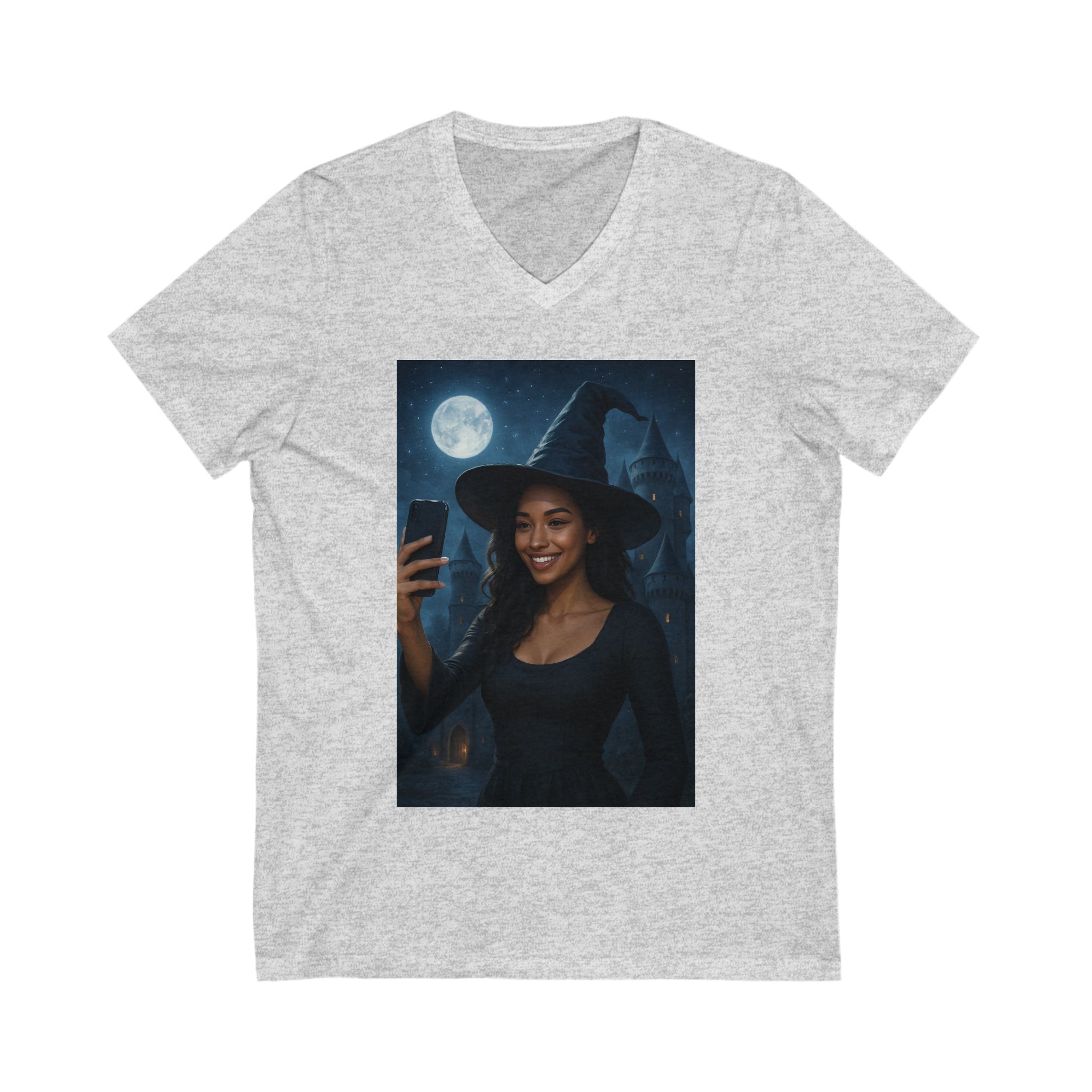 Influencer, Instagram Selfie Witch, Glamorous V-Neck T-Shirt- Perfect for Halloween, Gifts