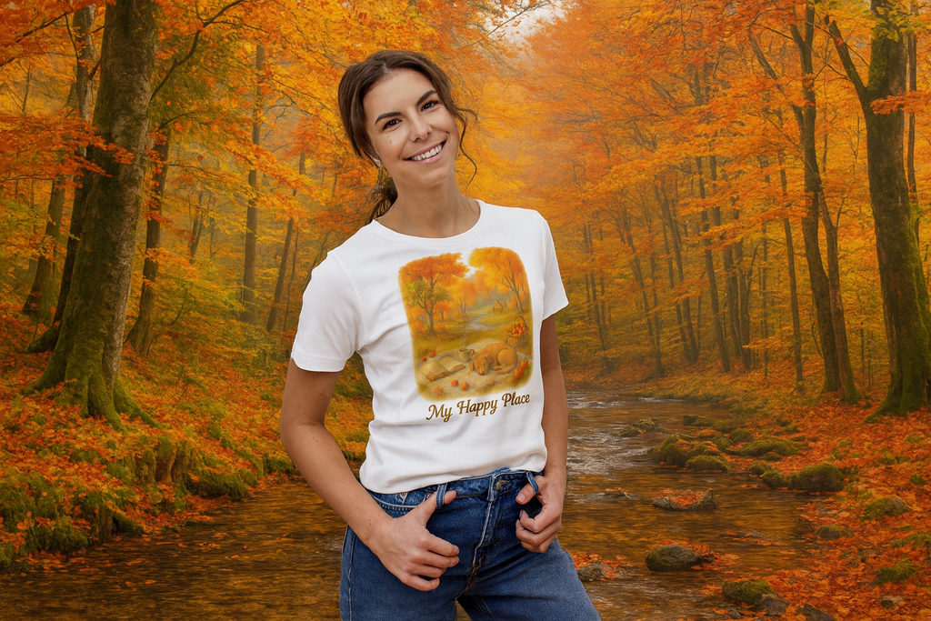 Autumn Vibes Long Sleeve Tee - My Happy Place, Cozy Shirt, Fall Fashion, Seasonal Wear, Relaxation Top, Book Lovers