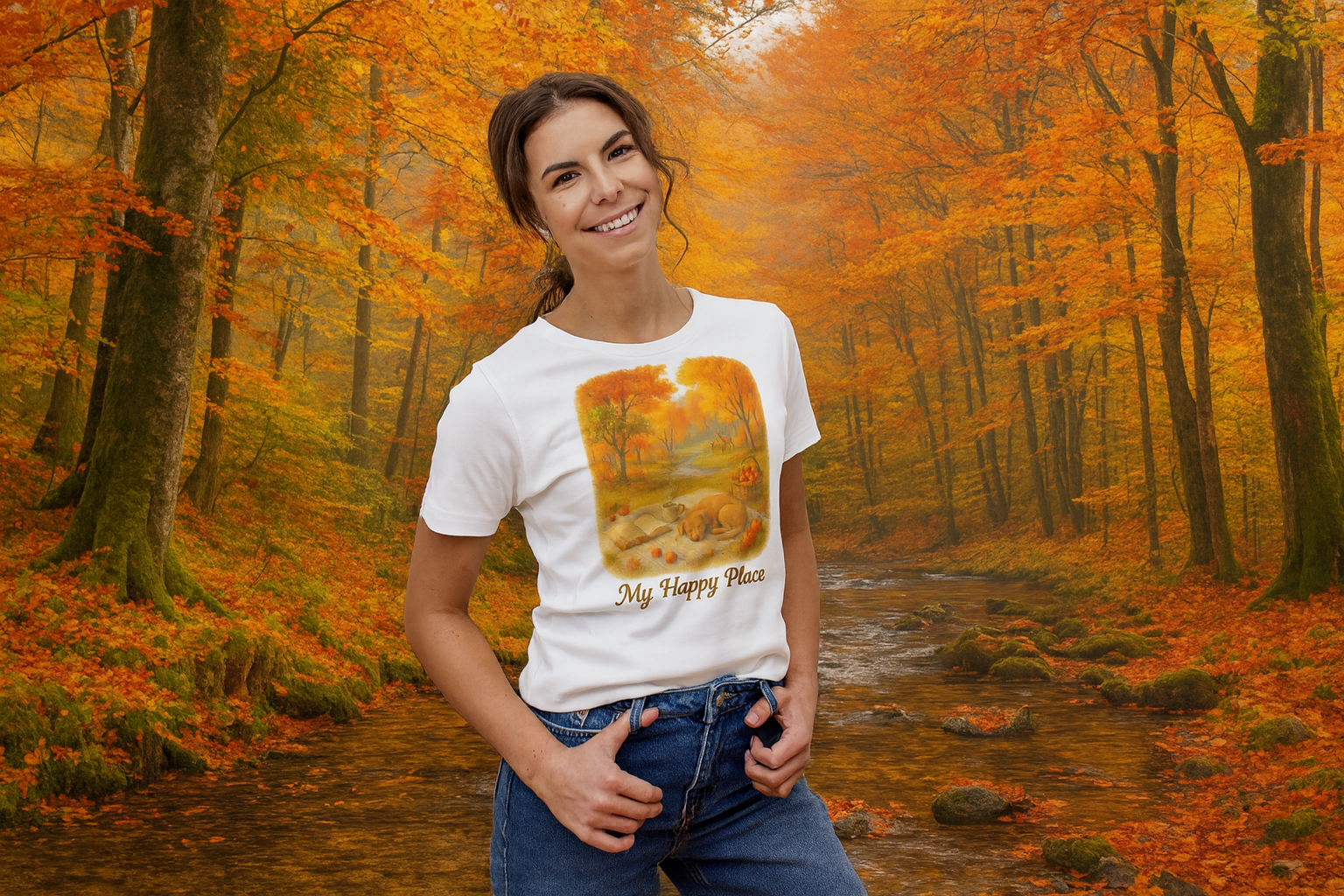 Autumn Vibes Long Sleeve Tee - My Happy Place, Cozy Shirt, Fall Fashion, Seasonal Wear, Relaxation Top, Book Lovers