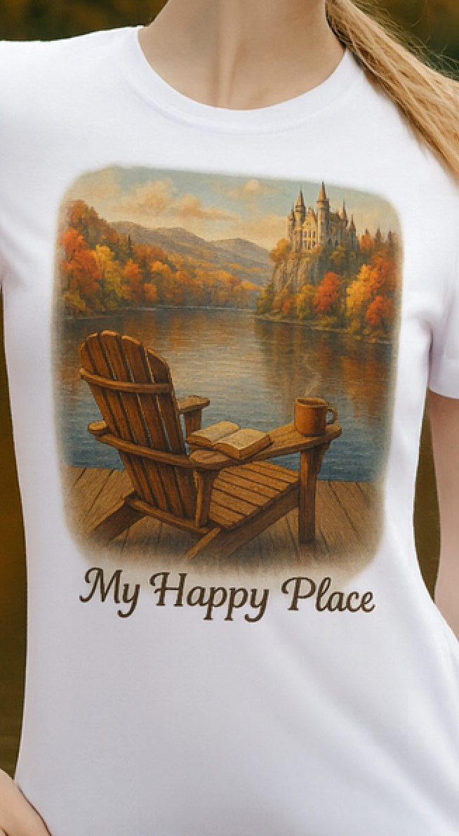 My Happy Place Unisex Heavy Cotton Tee | Perfect for Gifts, Book Lovers, Magic Autumn and Fall