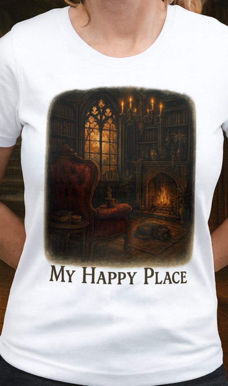Cozy Long Sleeve Tee, My Happy Place Shirt, Relaxation Tee, Gift for Homebodies, Perfect for Fall, Lounge Wear, Book Lovers